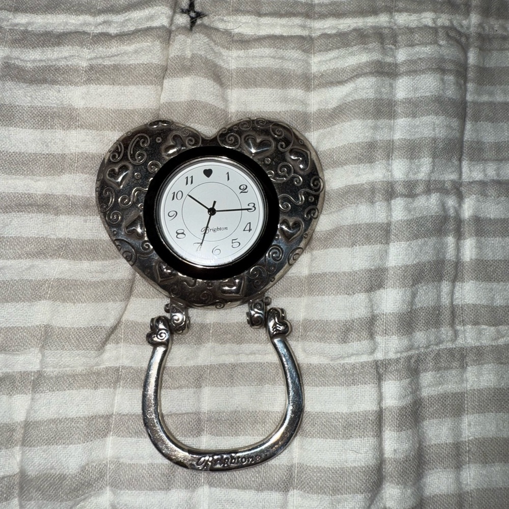 Brighton Silver Heart Clock